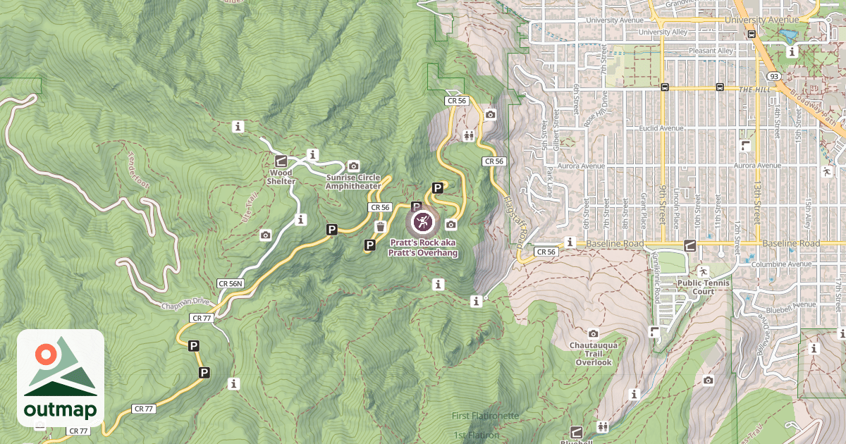 Map of Pratt's Rock aka Pratt's Overhang