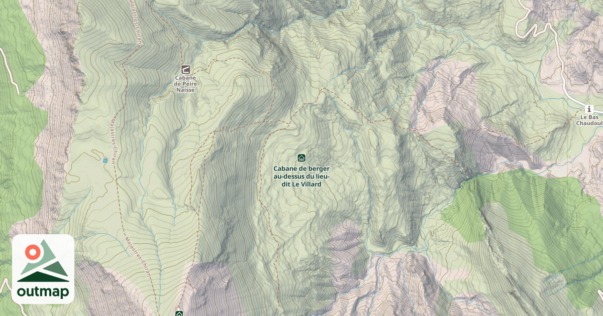 Map of Cabane de berger au-dessus du lieu-dit Le Villard