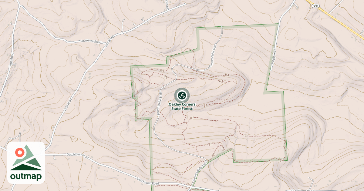 Map of Oakley Corners State Forest