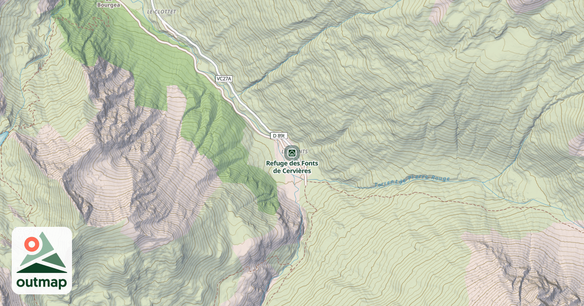 Map of Refuge des Fonts de Cervières