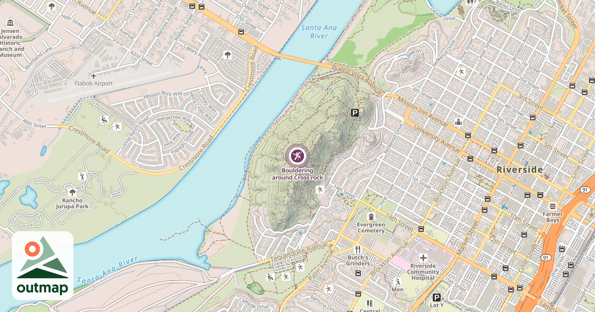 Map of Bouldering around Cross rock