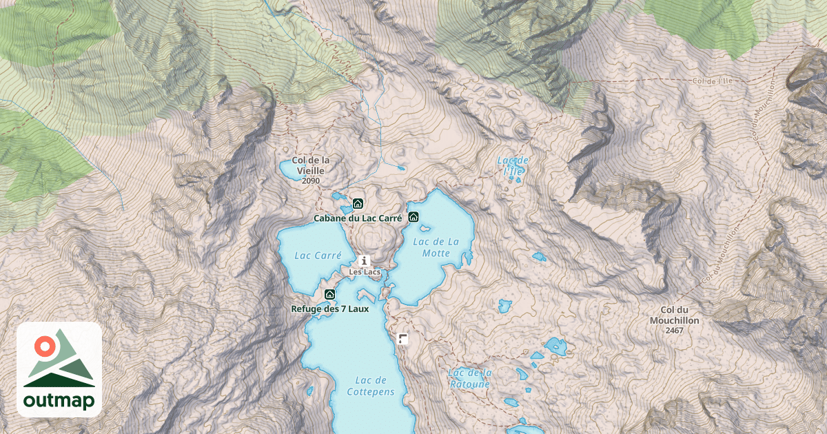 Map of Refuge Jean-Luc Coutaz-Replan
