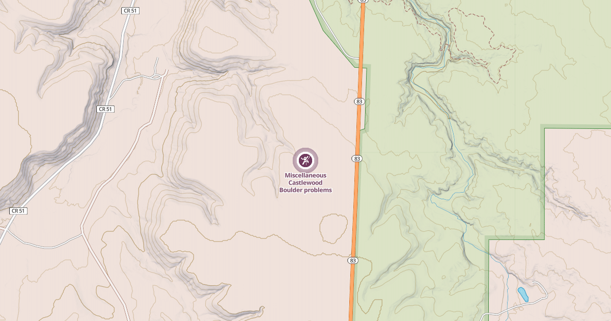 Map preview of Miscellaneous Castlewood Boulder problems