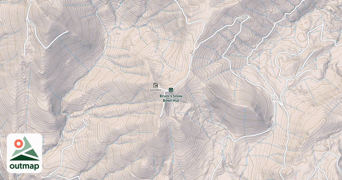 Map of Bruni's Snow Bowl Hut