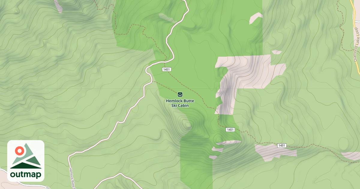 Map of Hemlock Butte Ski Cabin