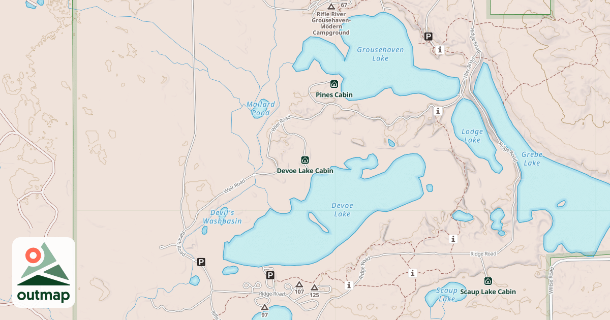 Map of Devoe Lake Cabin