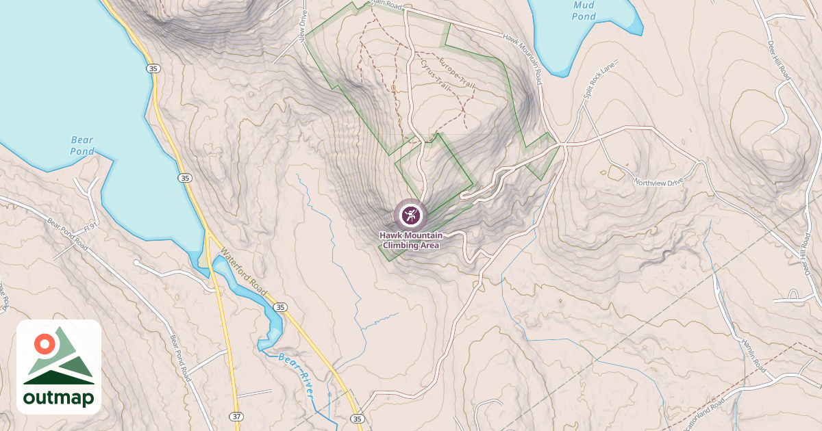 Map of Hawk Mountain Climbing Area