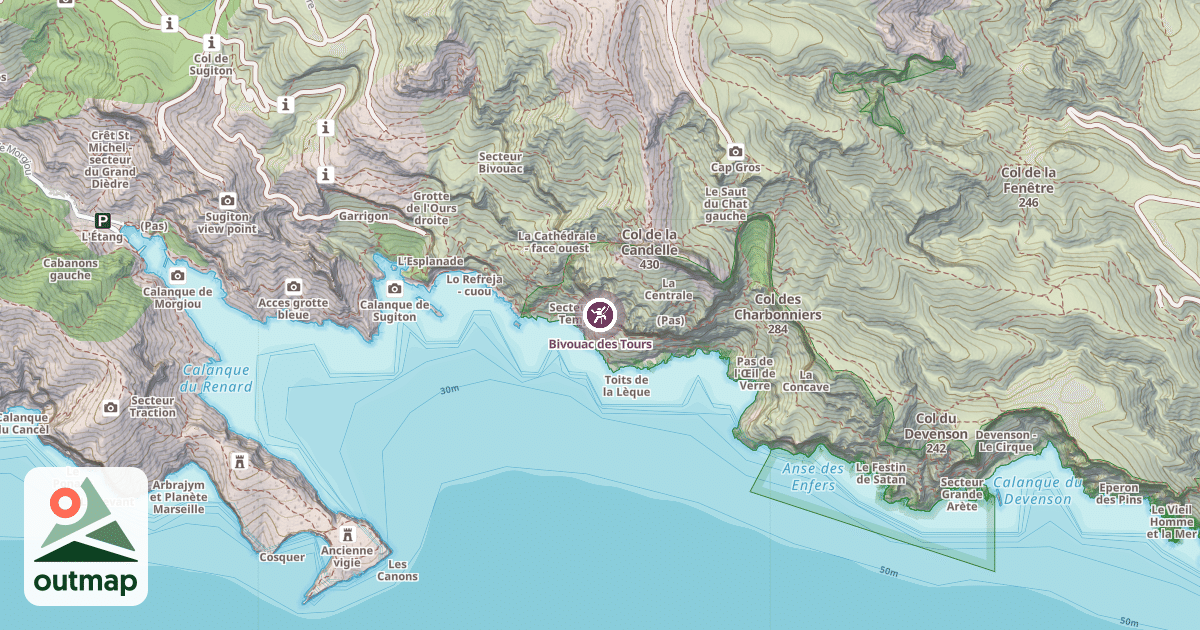 Map of Bivouac des Tours