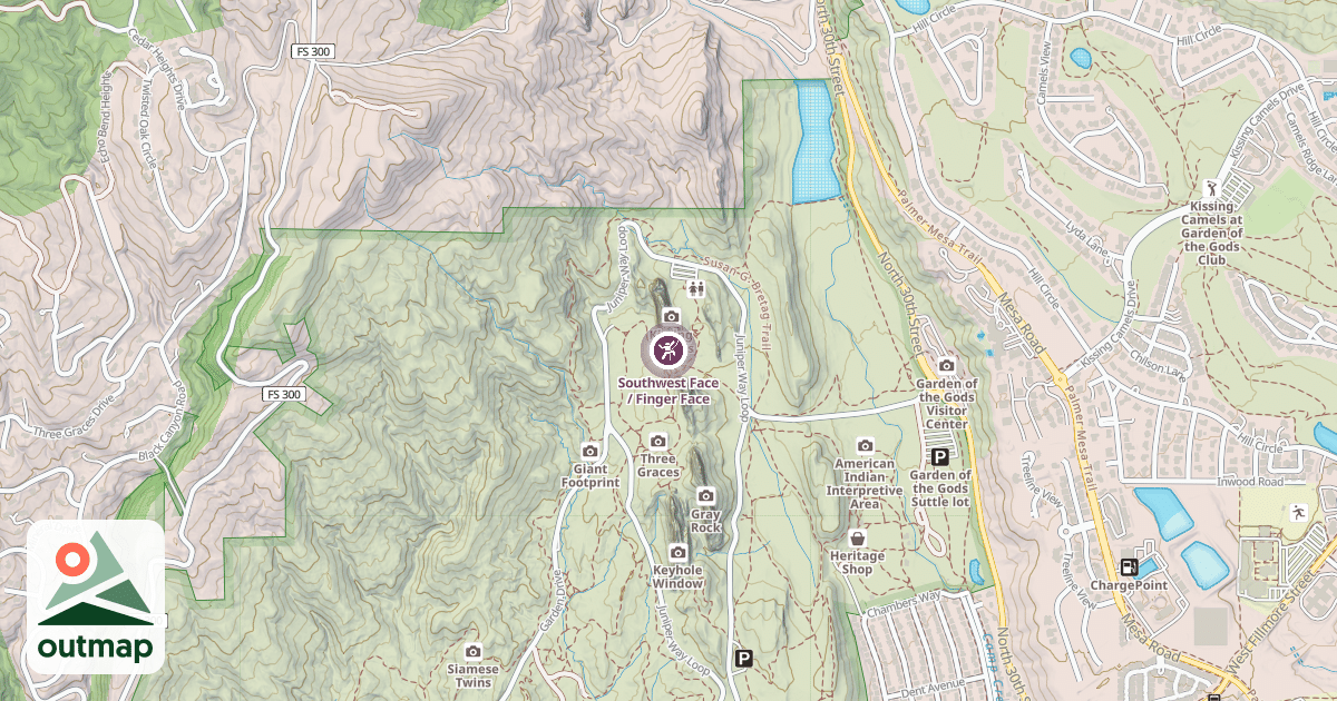 Map of Southwest Face / Finger Face