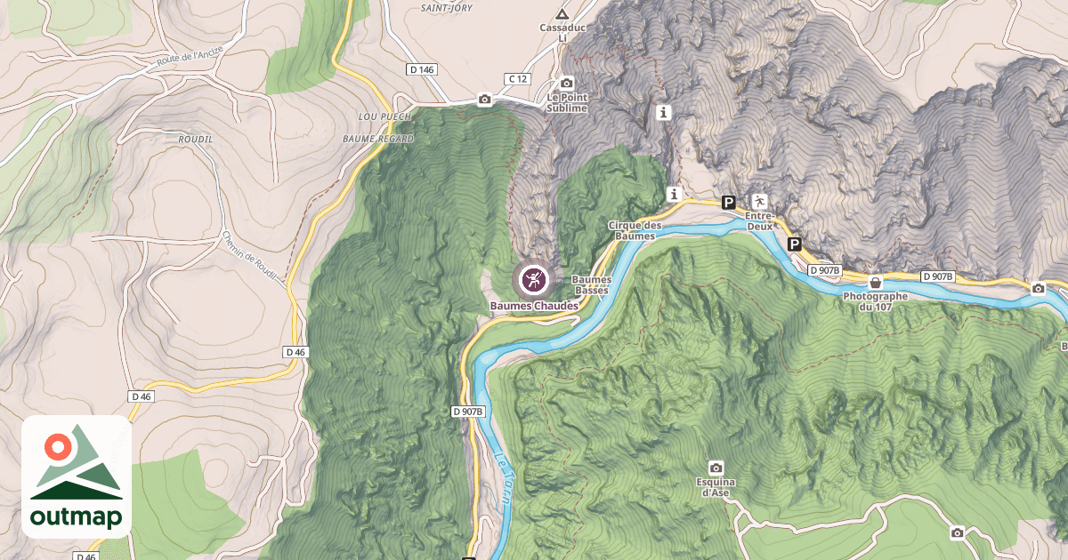 Map of Baumes Chaudes