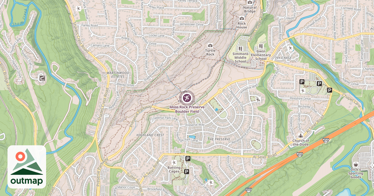 Map of Moss Rock Preserve Boulder Field