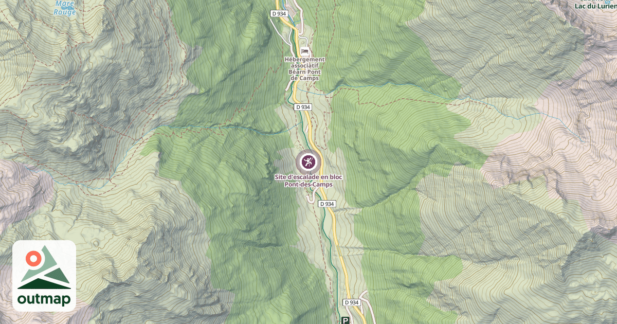 Map of Site d'escalade en bloc Pont-des-Camps