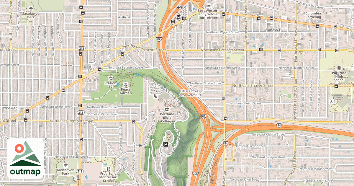 Map of Bill's Buttress Area Notes