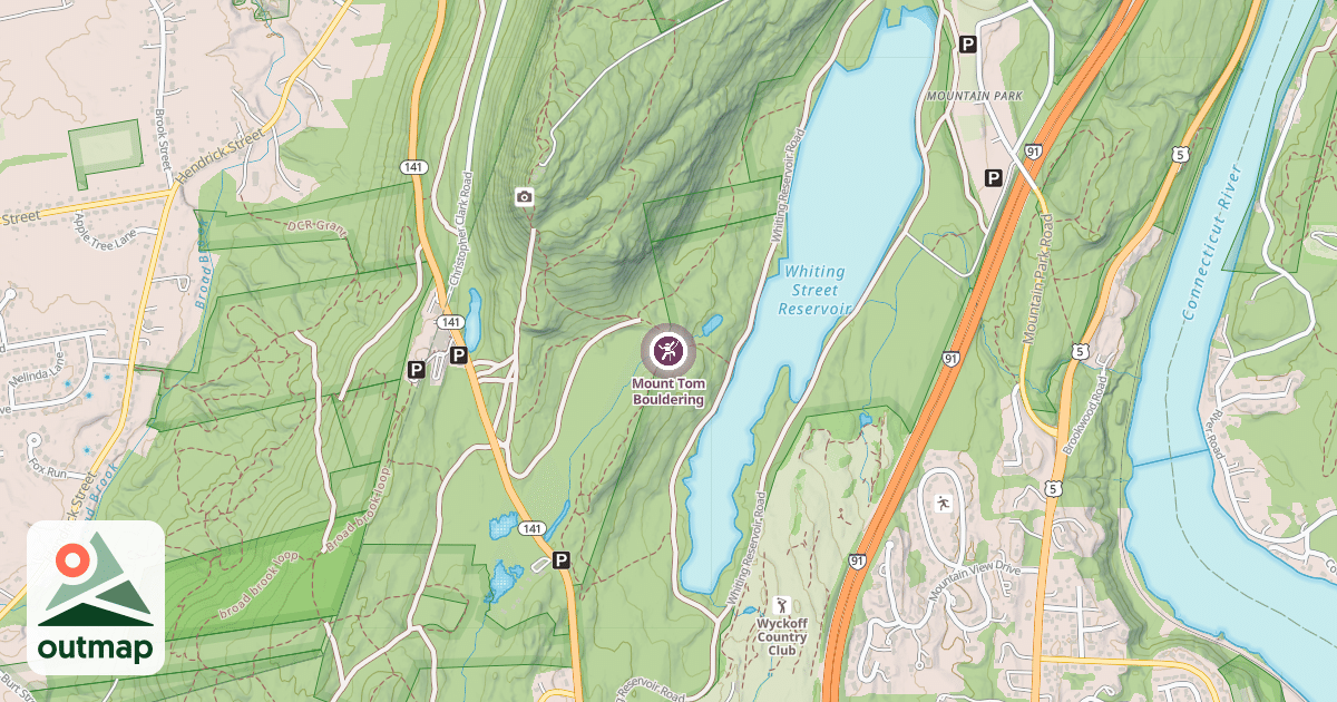 Map of Mount Tom Bouldering