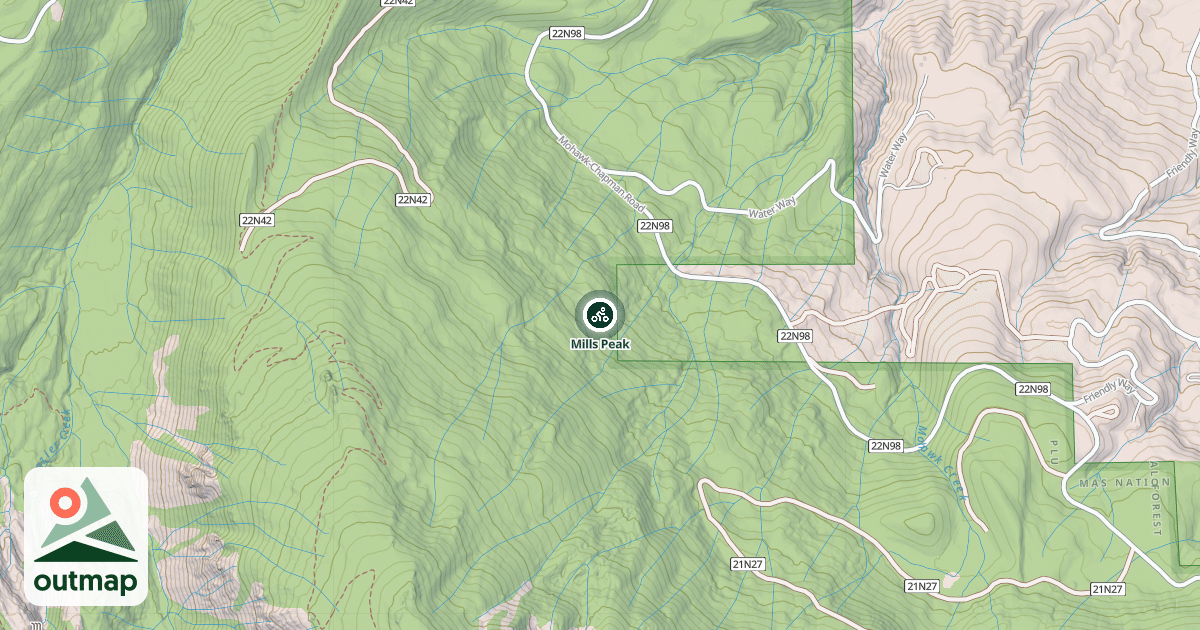 Map of Mills Peak
