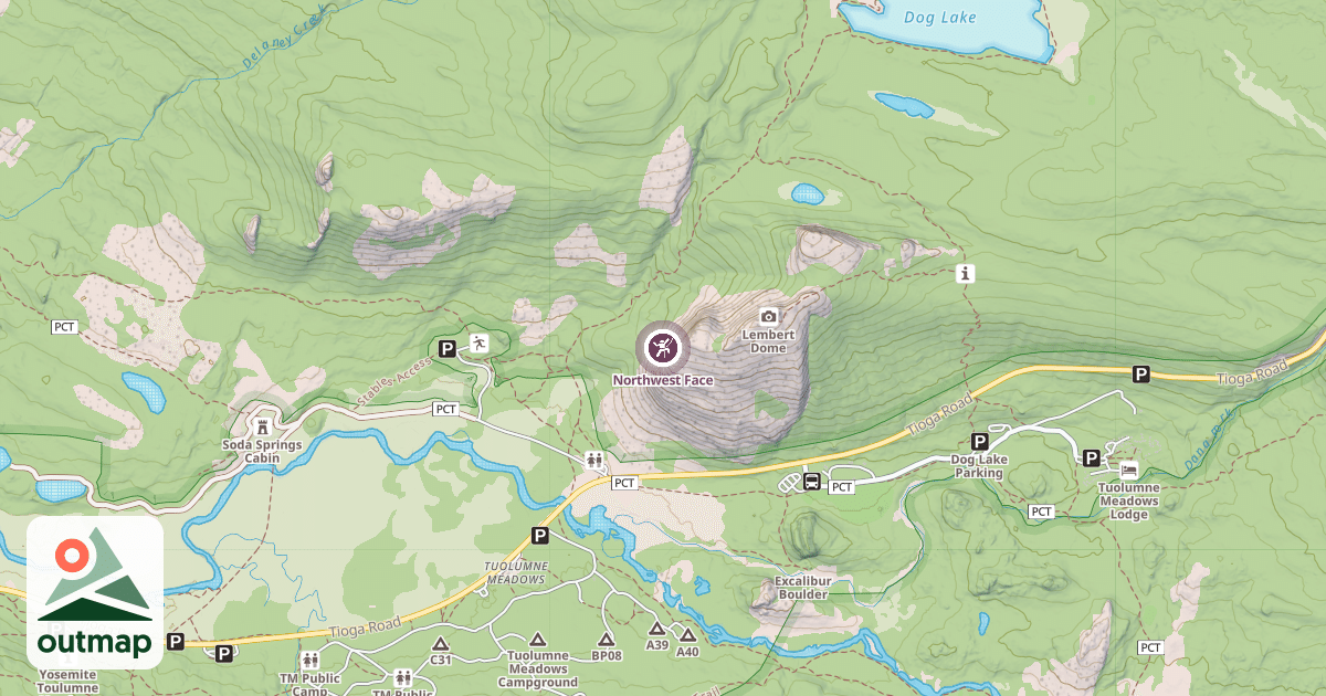 Map of Northwest Face