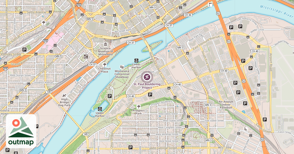 Map of St. Paul Bouldering Project