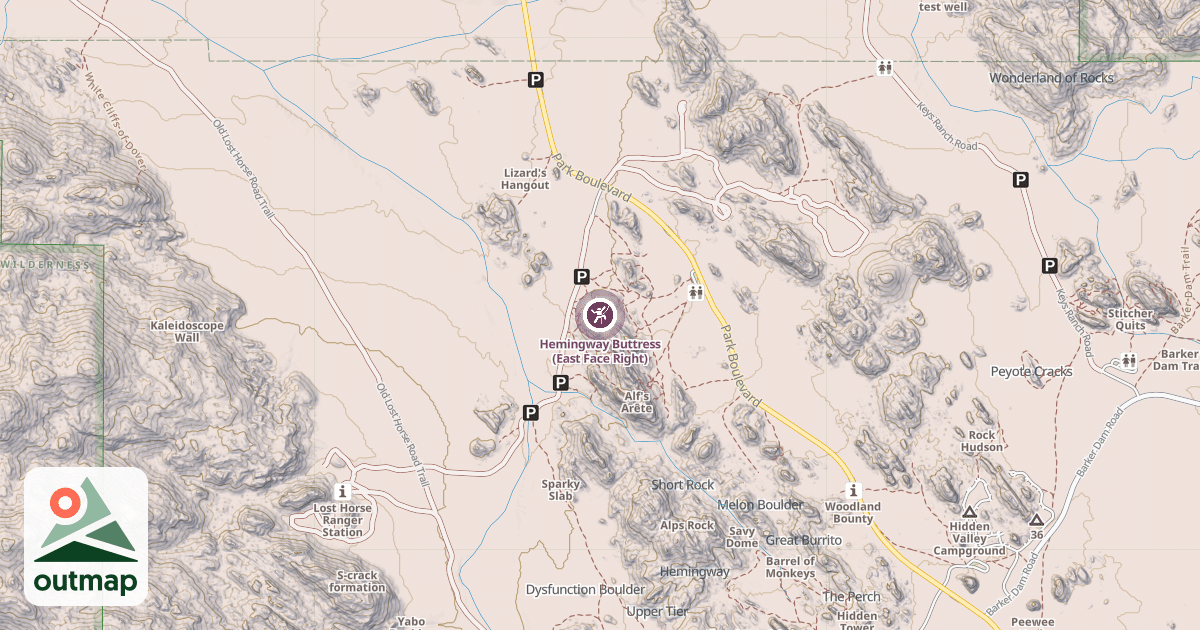 Map of Hemingway Buttress (East Face Right)