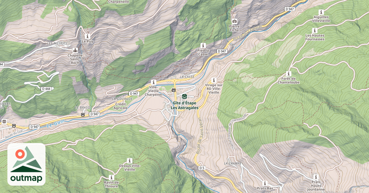 Map of Gîte d'Étape Les Astragales