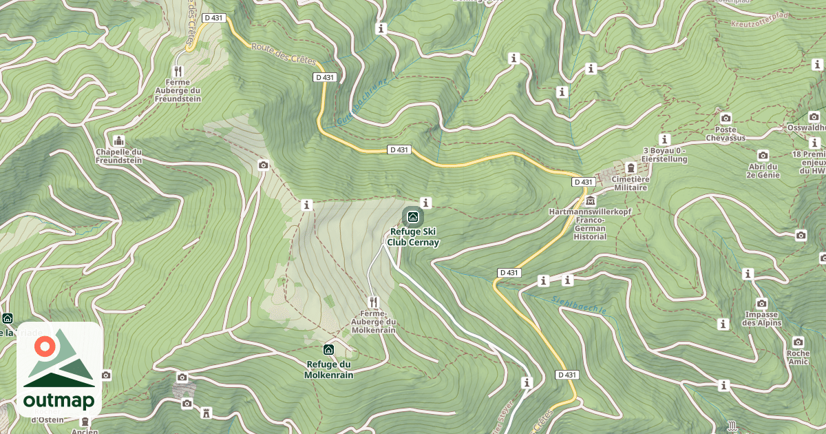 Map of Refuge Ski Club Cernay