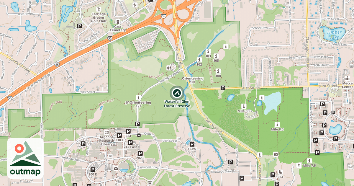 Map of Waterfall Glen Forest Preserve