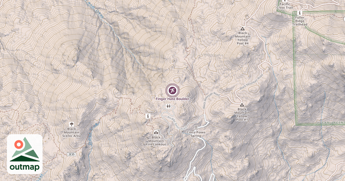 Map of Finger Hate Boulder