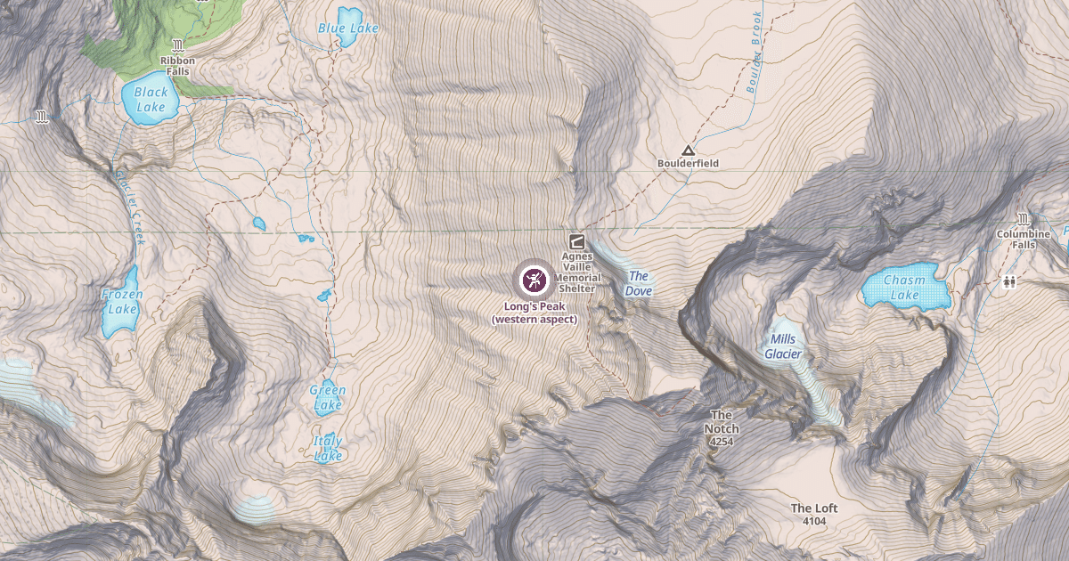Map preview of Long's Peak (western aspect)