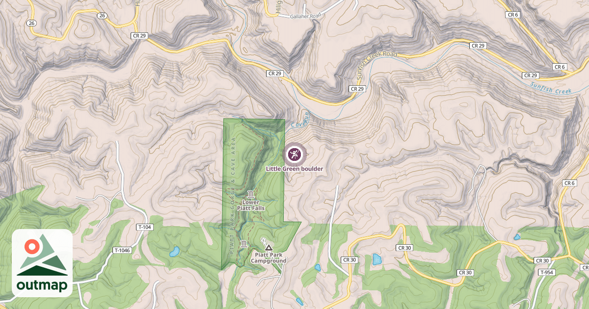 Map of Little Green boulder