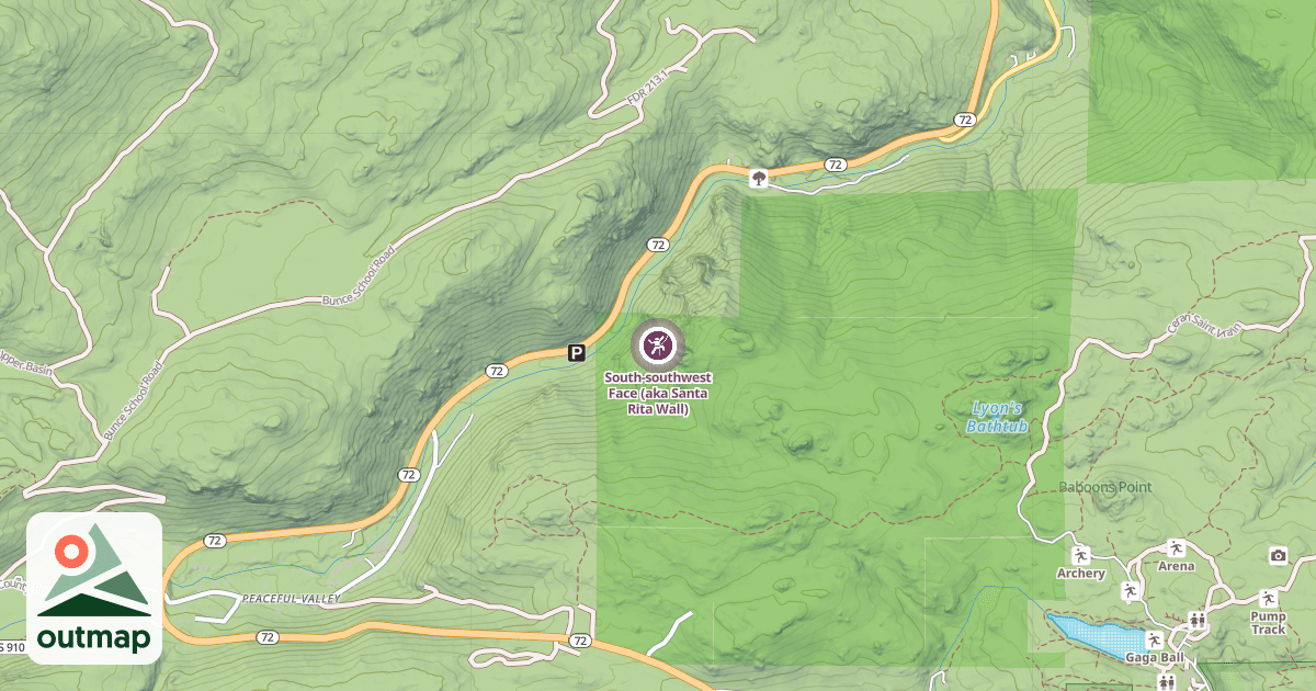 Map of South-southwest Face (aka Santa Rita Wall)