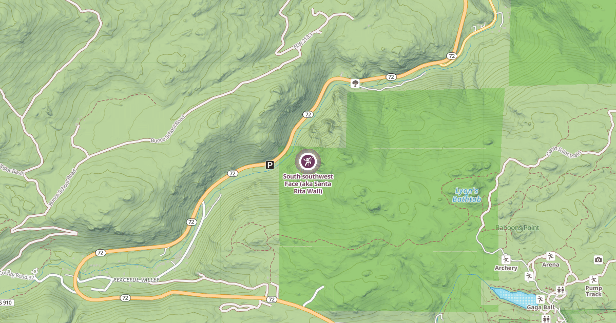 Map preview of South-southwest Face (aka Santa Rita Wall)