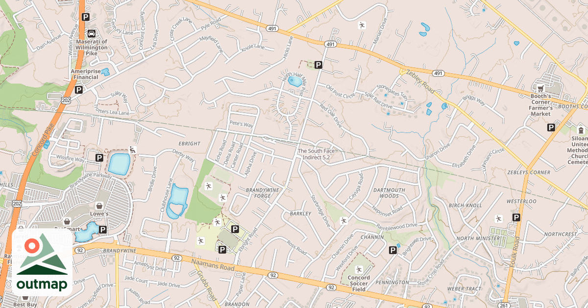 Map of The South Face Indirect in Delaware