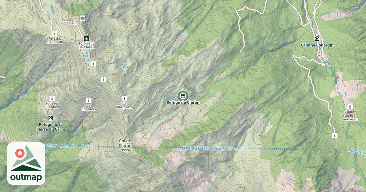 Map of Refuge de Claran