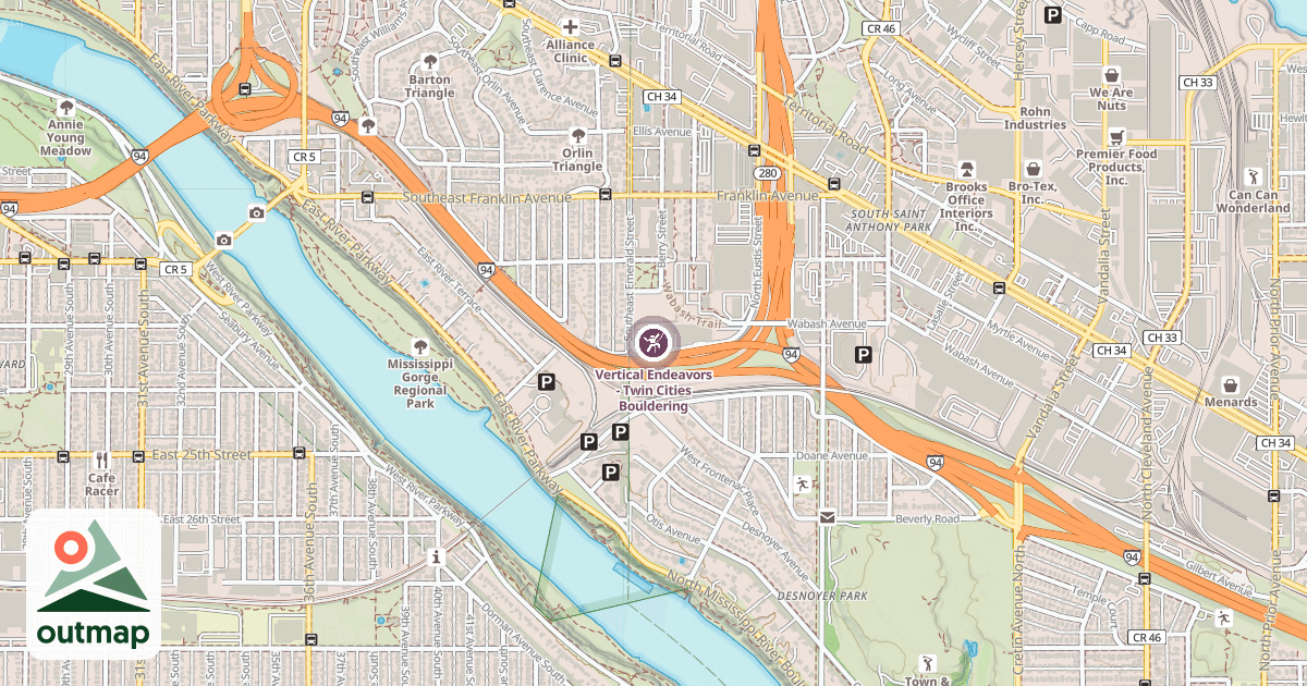 Map of Vertical Endeavors - Twin Cities Bouldering