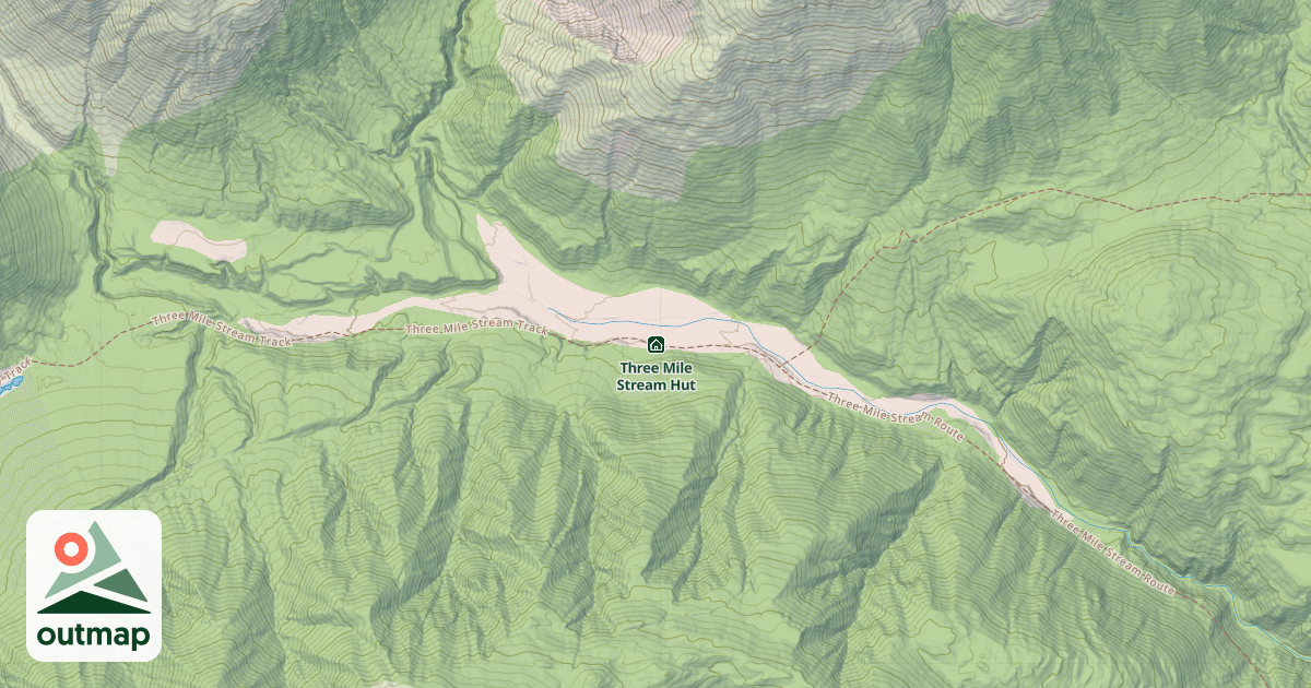 Map of Three Mile Stream Hut