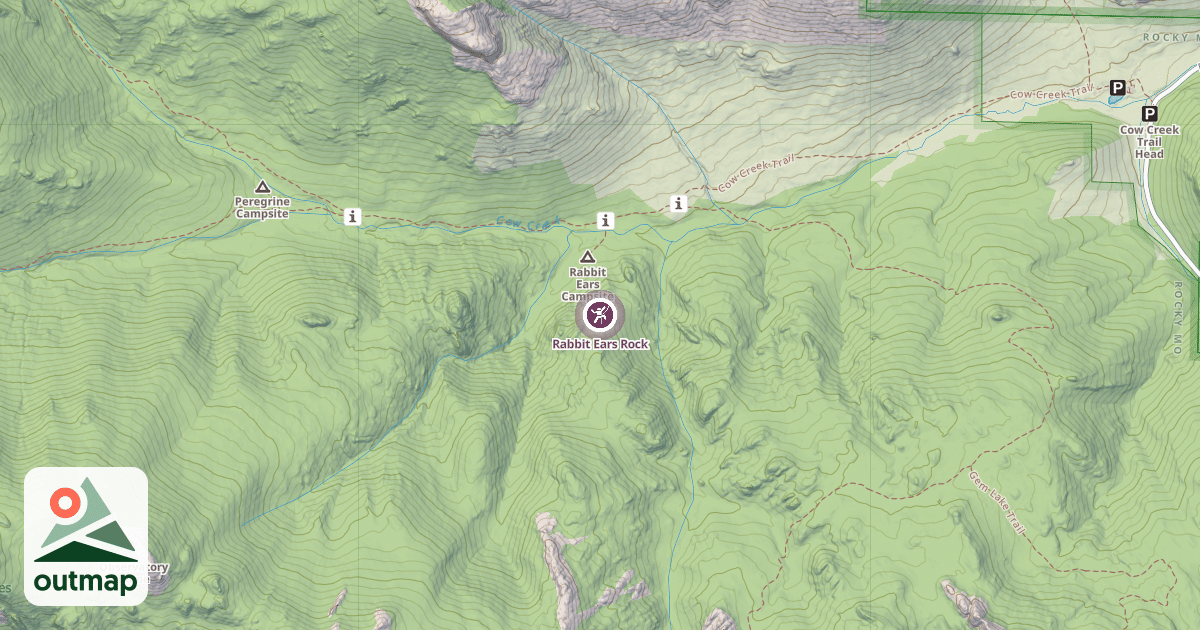 Map of Rabbit Ears Rock