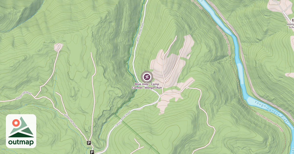 Map of Blue Hole - Camp Carmel - Morgan Run
