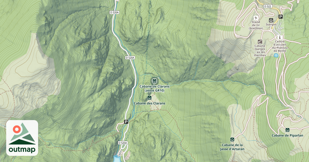 Map of Cabane de Clarans (assos GR10)