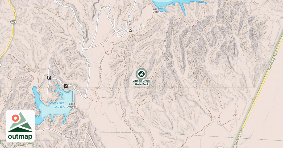 Map of Village Creek State Park