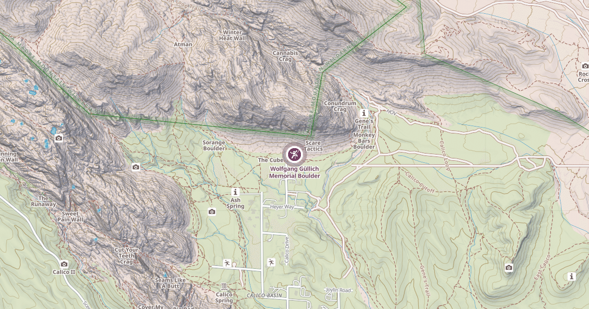 Map preview of Wolfgang Güllich Memorial Boulder