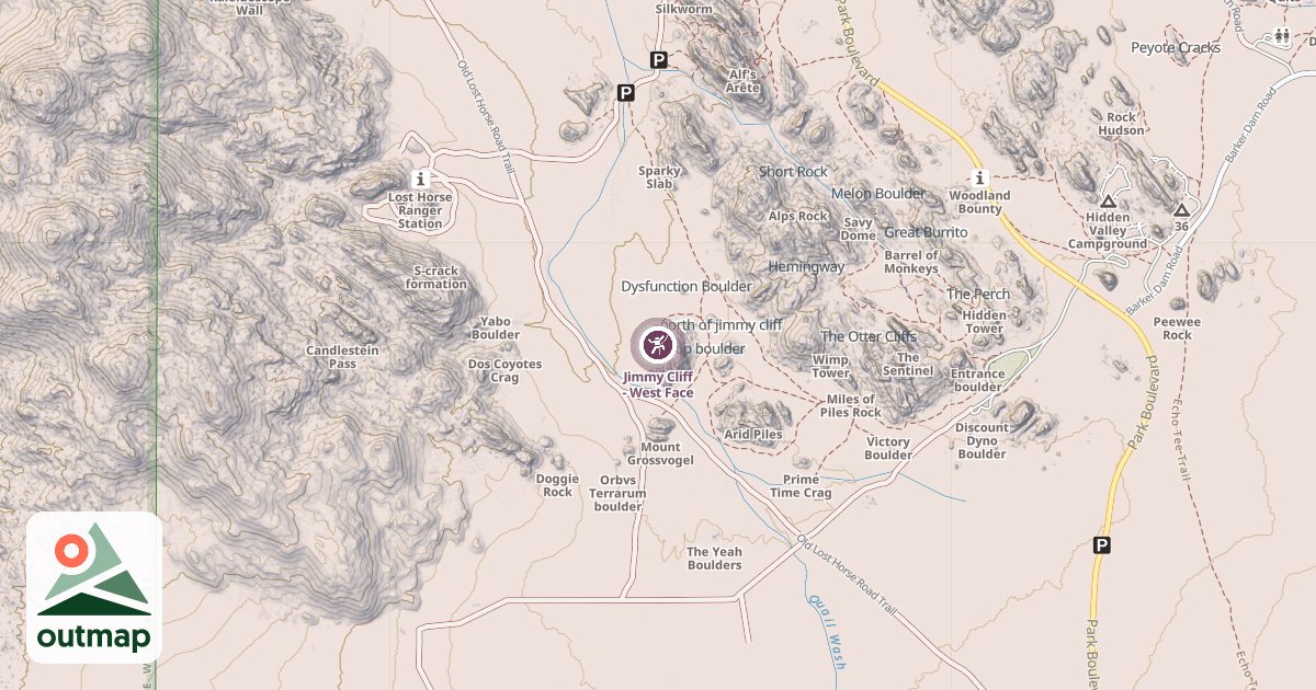Map of Jimmy Cliff - West Face