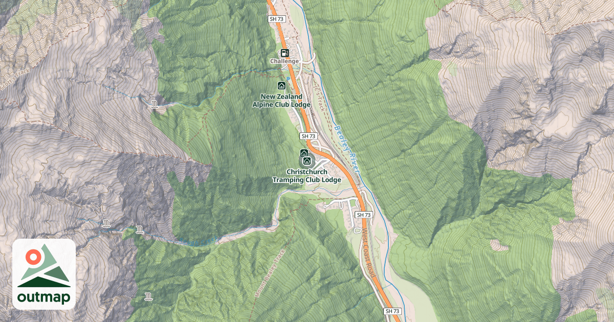 Map of Christchurch Tramping Club Lodge