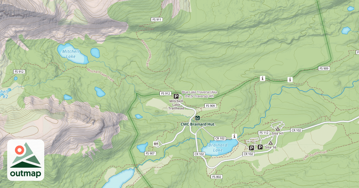 Map of Blue Lake Traverse (Aka the JV Traverse)