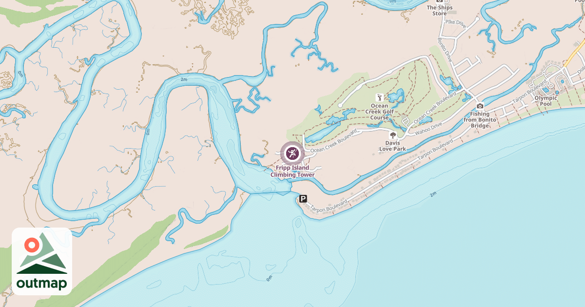 Map of Fripp Island Climbing Tower in Beaufort