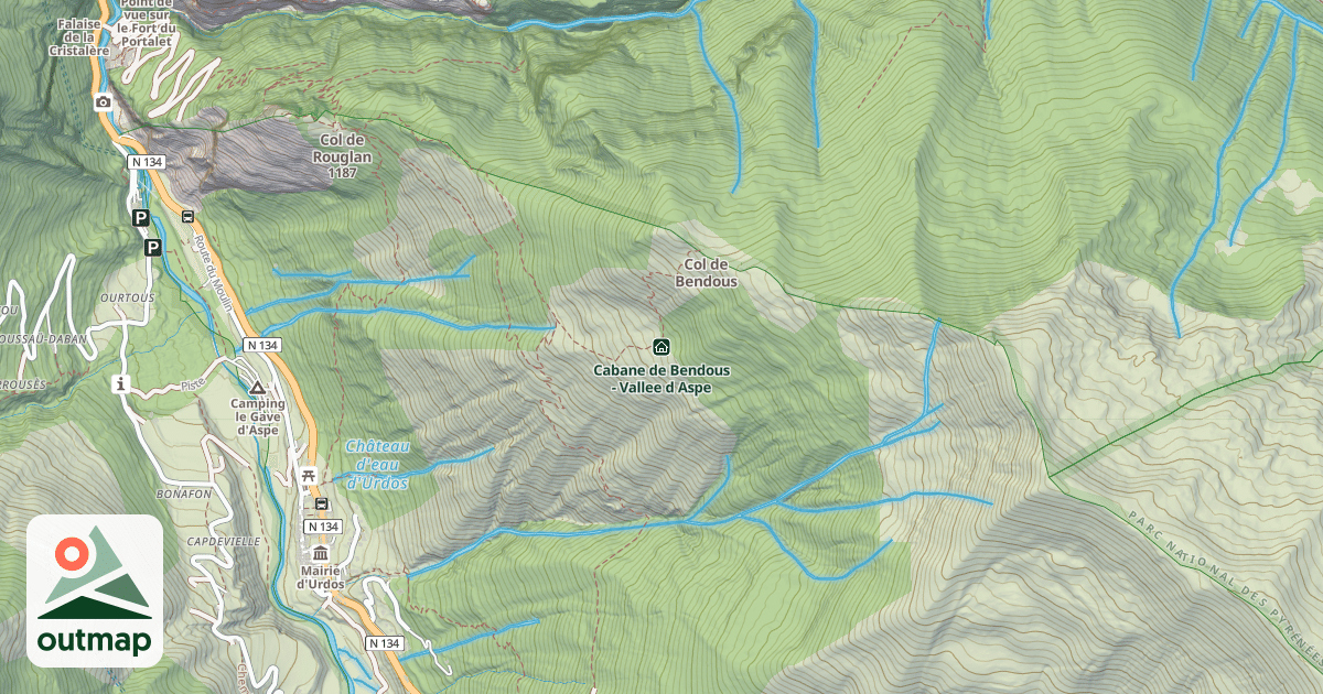 Map of Cabane de Bendous - Vallee d Aspe