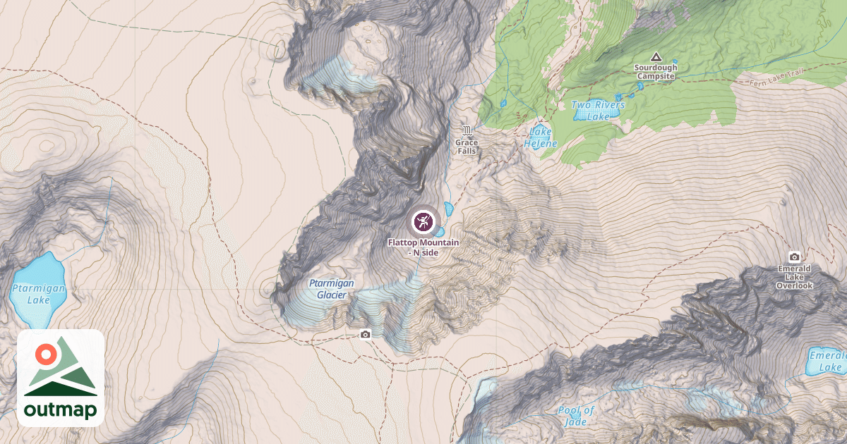 Map of Flattop Mountain - N side