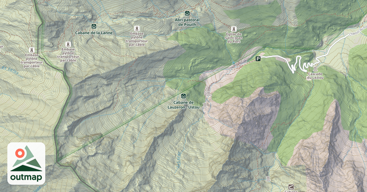 Map of Cabane de Lauzeron - Ustou
