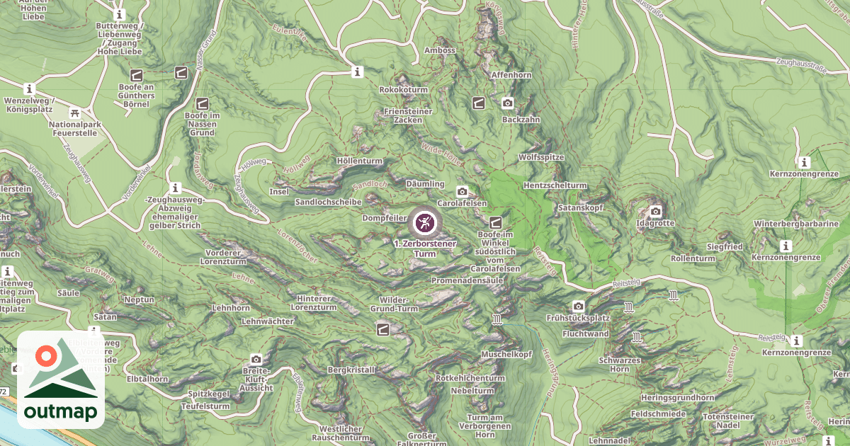 Map of 1. Zerborstener Turm
