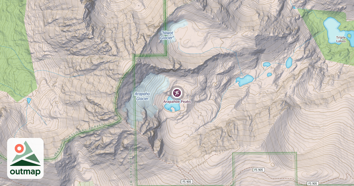 Map of Arapahoe Peaks