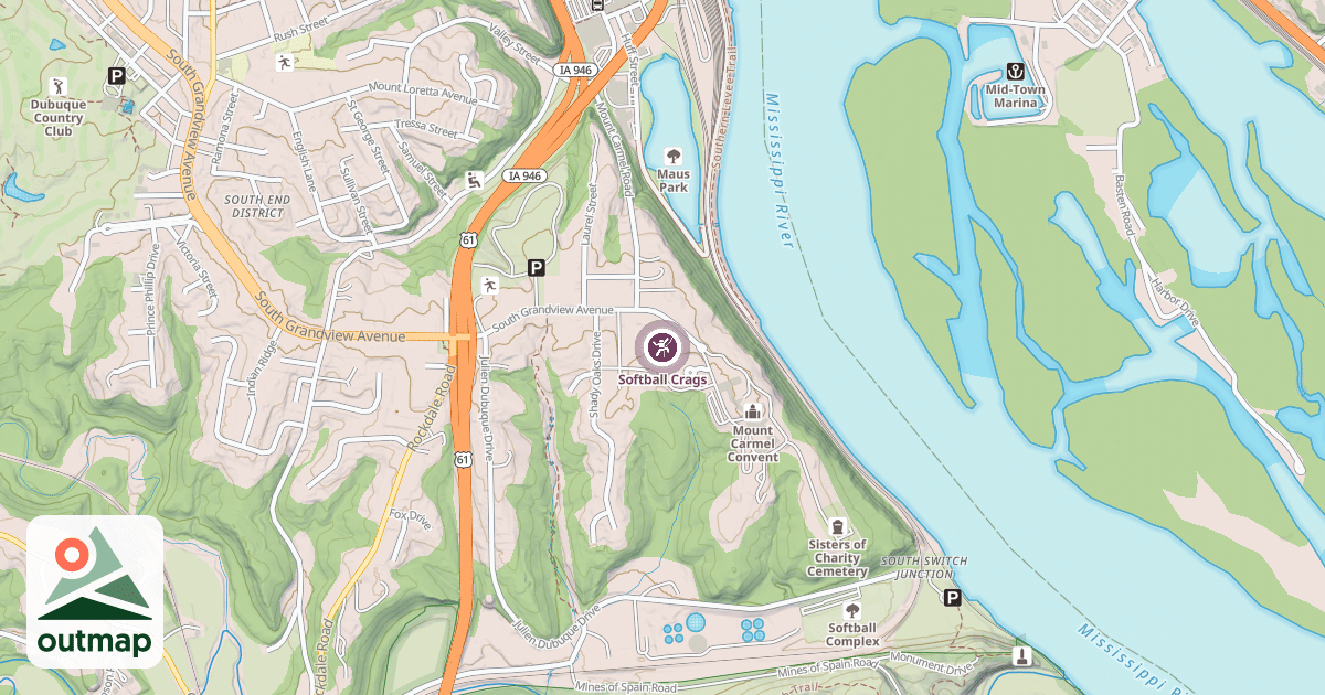 Map of Softball Crags