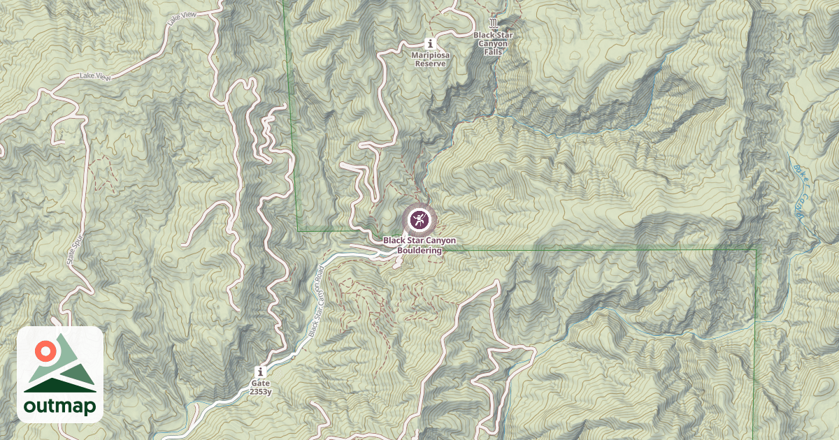Map of Black Star Canyon Bouldering